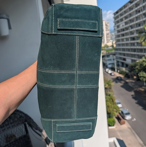 Ann Taylor vtg Y2k Hamilton soho green suede Large hobo bag - Picture 9 of 14